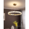 Candeeiro pendente moderno de cristal LED lustre redondo romântico